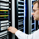 System Administrator at Work**

A professional system administrator in a clean and organized server room, fully clothed in appropriate attire, working on a server rack, focused on a task, monitors displaying command-line interfaces, safe for work, perfect anatomy, natural proportions, high resolution, professional environment, modest clothing. Family-friendly, appropriate content.

**