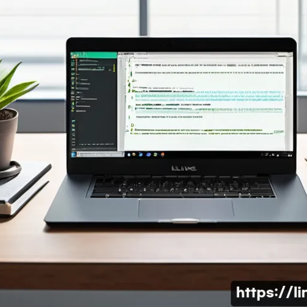 리눅스 필기와 실기 학습의 효과적인 연결법 - A detailed scene of a modern study desk featuring a laptop running a Linux terminal with commands li...