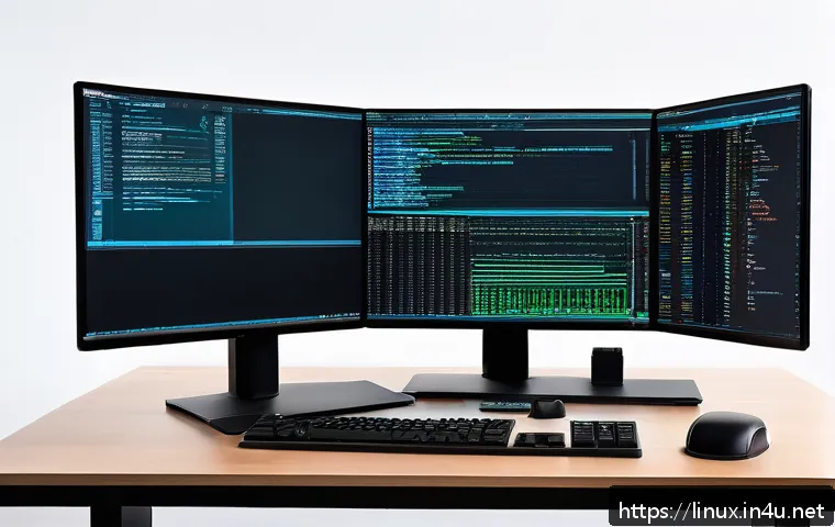 리눅스 실기 시험의 최신 출제 트렌드 분석 - A detailed illustration of a Linux system administrator’s desktop showing multiple terminal windows ...